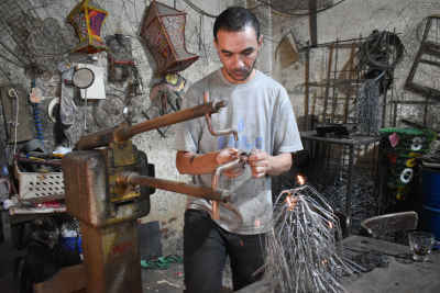 Ramadan Lantern Maker Crafting Metal, Al-Gamaliya Cairo