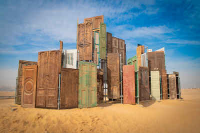 Vintage Doors Art Installation, Giza Desert Pyramids Area