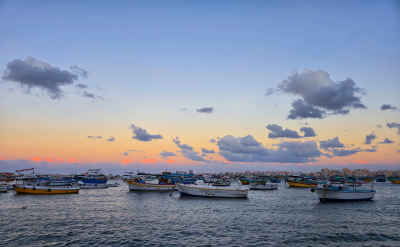 Fishing Boats at Sunset, Bahri Alexandria Harbor