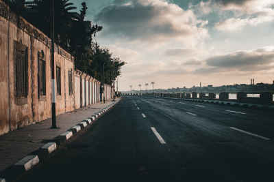 Empty Corniche Road at Dusk, Rashid Egypt