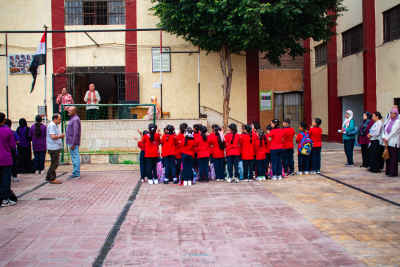 Morning Assembly Egyptian School Girls Cairo