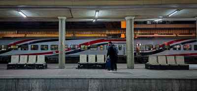 Traveler Waiting on Platform, Masr Train Station Cairo