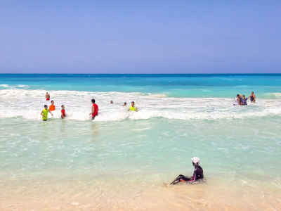 Beach Swimmers at Island Beach Village, Al-Alamein