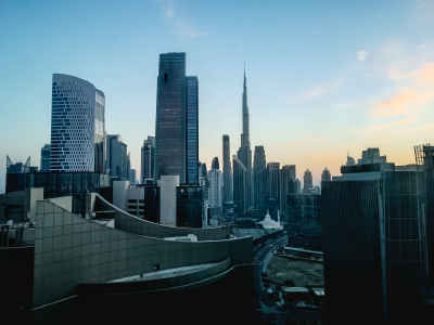 Dubai Skyline with Burj Khalifa, Business Bay Sunset