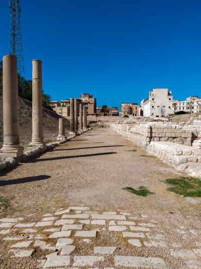 Roman Theater Ruins Colonnade, Alexandria Egypt