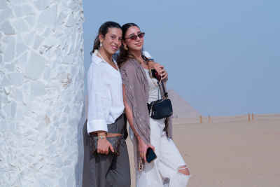 Two Women at Giza Pyramids