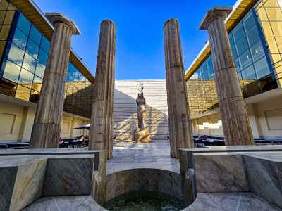 Greco-Roman Museum Courtyard Columns and Statue, Alexandria