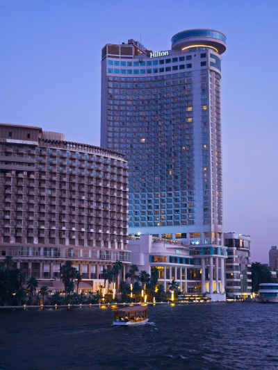 Hilton Cairo Ramses Hotel on the Nile at Dusk