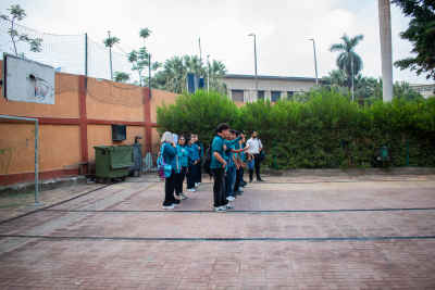 Middle School Students Morning Assembly Line, Cairo