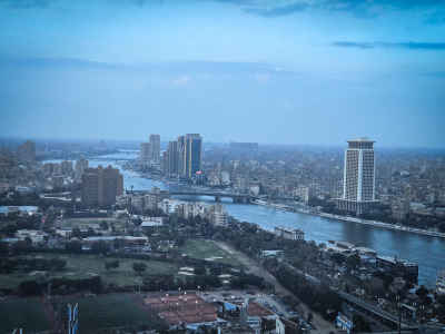 Aerial View of Cairo and Nile from Cairo Tower
