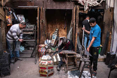 Fanous Lantern Craftsmen Working, Al-Khayamiya Street Cairo
