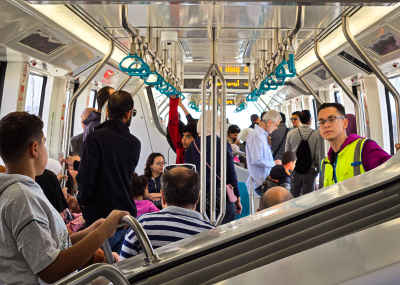 Passengers Inside New Administrative Capital Monorail, Cairo