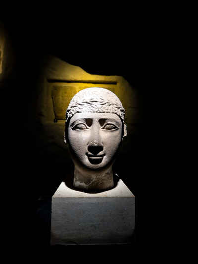 Ancient Marble Head Sculpture, Greco-Roman Museum Alexandria