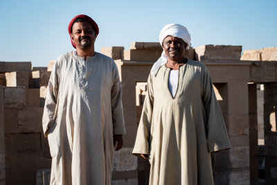 Two Nubian Men at Ancient Temple Ruins, Aswan