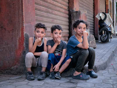 Children Sitting on Street, Al-Darb Al-Ahmar Cairo