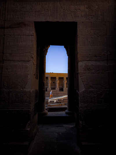 Philae Temple Doorway Framing Courtyard, Aswan