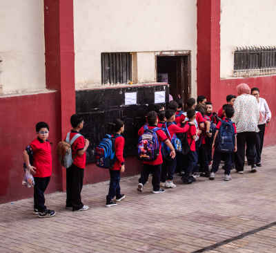 Primary School Boys Entering Classroom, Downtown Cairo