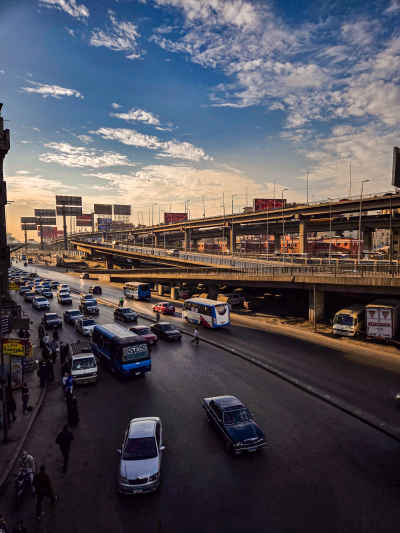 Gomra Bridge Overpass Traffic, Cairo Egypt