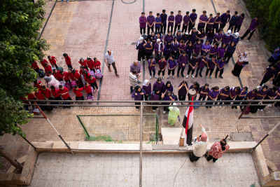 School Morning Assembly Aerial View, Downtown Cairo