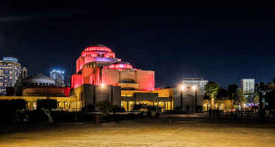 Cairo Opera House Illuminated at Night, Egypt