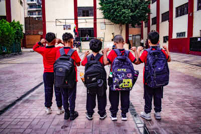 Primary School Boys Morning Assembly, Downtown Cairo