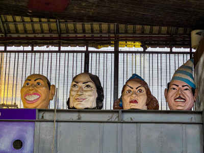 Vintage Comedy Character Masks, Sawy Cultural Wheel Cairo