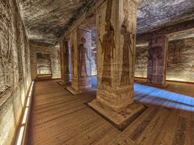 Abu Simbel Temple Interior Carved Columns Aswan Egypt