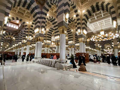 Al-Masjid An-Nabawi Interior, Medina Saudi Arabia