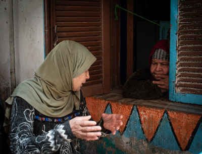 Two Women Talking in Street, Al-Matareya Cairo