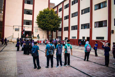 Students Morning Assembly Schoolyard, Downtown Cairo