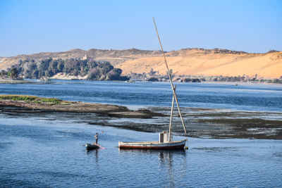 Felucca and Rowboat on Nile River, Aswan