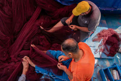 Fishermen Repairing Fishing Nets, Rashid Egypt