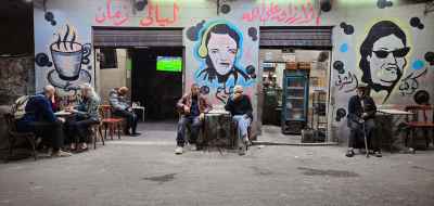 Baladi Café Street Scene, Mamluk Desert Area Cairo