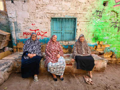 Three Elderly Women Sitting, Bab El Wazir Street Cairo