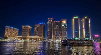 Cairo Nile Corniche Night Skyline, Zamalek