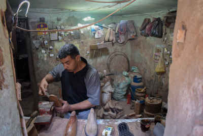 Shoemaker Crafting Leather Shoes, Al-Gamaliya Cairo