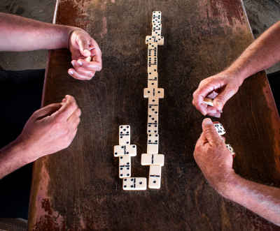 Men Playing Dominoes at Traditional Coffeehouse, Rashid