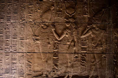Ancient Egyptian Hieroglyphs Relief Philae Temple Aswan