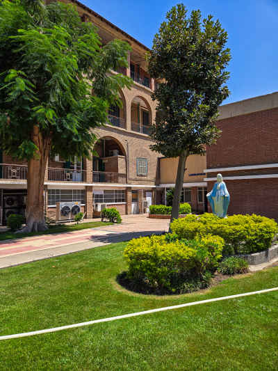 Italian Hospital Garden with Virgin Mary Statue, Cairo