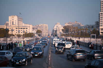 Heavy Traffic on Qasr El Nil Bridge, Cairo