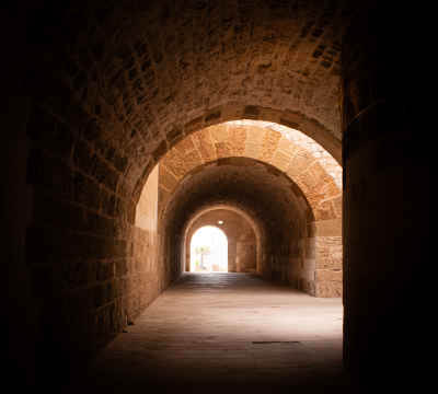 Qaitbay Citadel Stone Arched Corridor, Alexandria