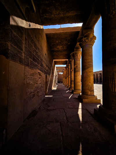 Ancient Colonnade Corridor Philae Temple Aswan Egypt