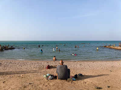 Public Beach Scene, Hurghada Red Sea Egypt