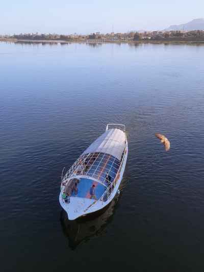 Nile River Boat with Fisherman, Qena Upper Egypt
