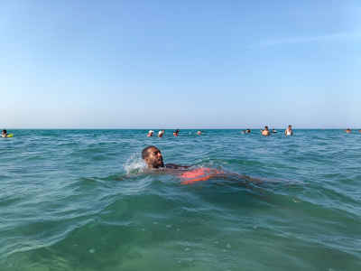 Man Swimming in Red Sea, Hurghada Egypt