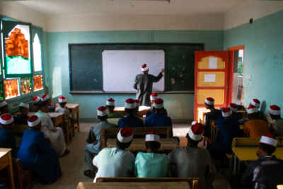Al-Azhar School Classroom, Boys and Teacher, Qena