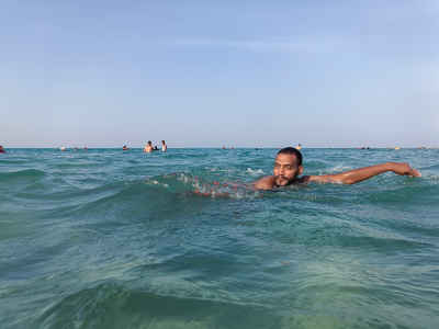 Man Swimming in Red Sea, Hurghada Egypt