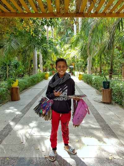 Child Street Vendor Selling Handicrafts, Qena Garden