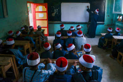 Al-Azhar School Boys in Classroom, Qena Egypt