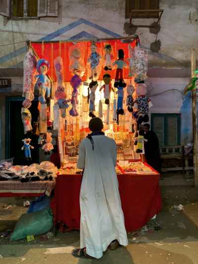 Moulid Street Toy Vendor Stall at Night, Luxor